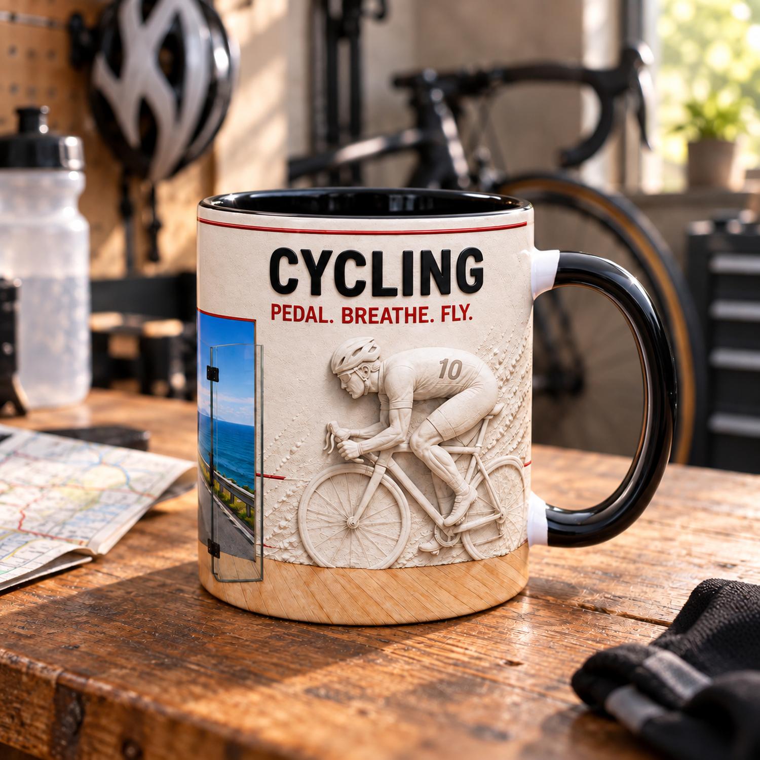 Coffee Tea Name - Custom Cycling Coffee Mug 11oz Ceramic